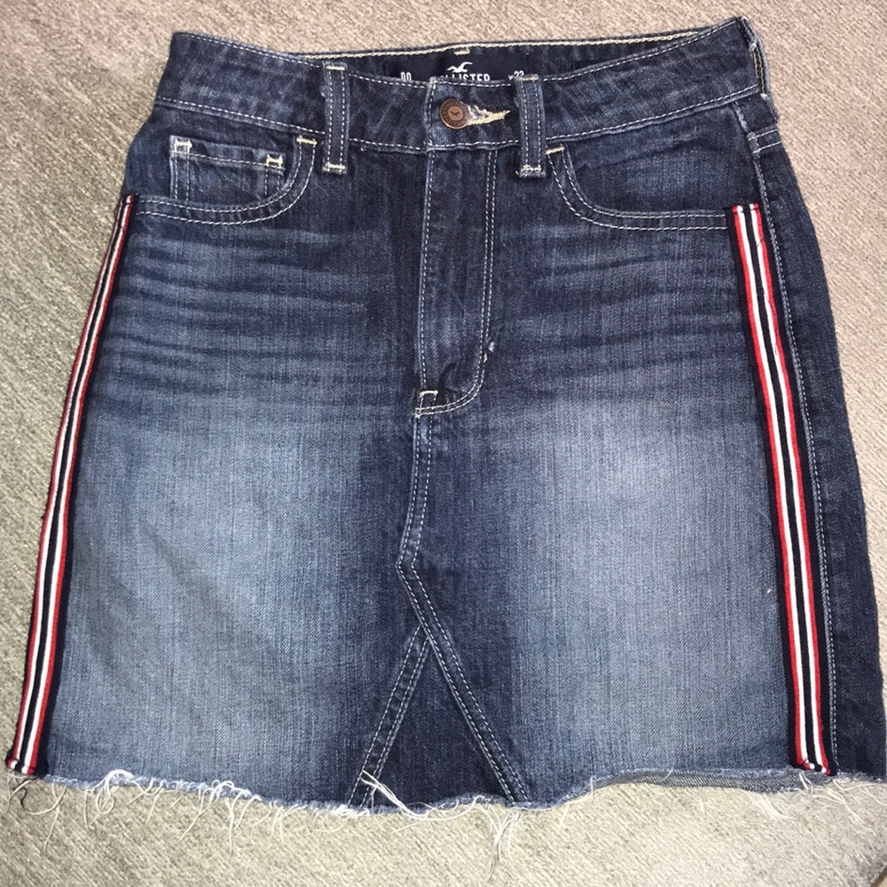 Hollister denim skirt with striped trim
